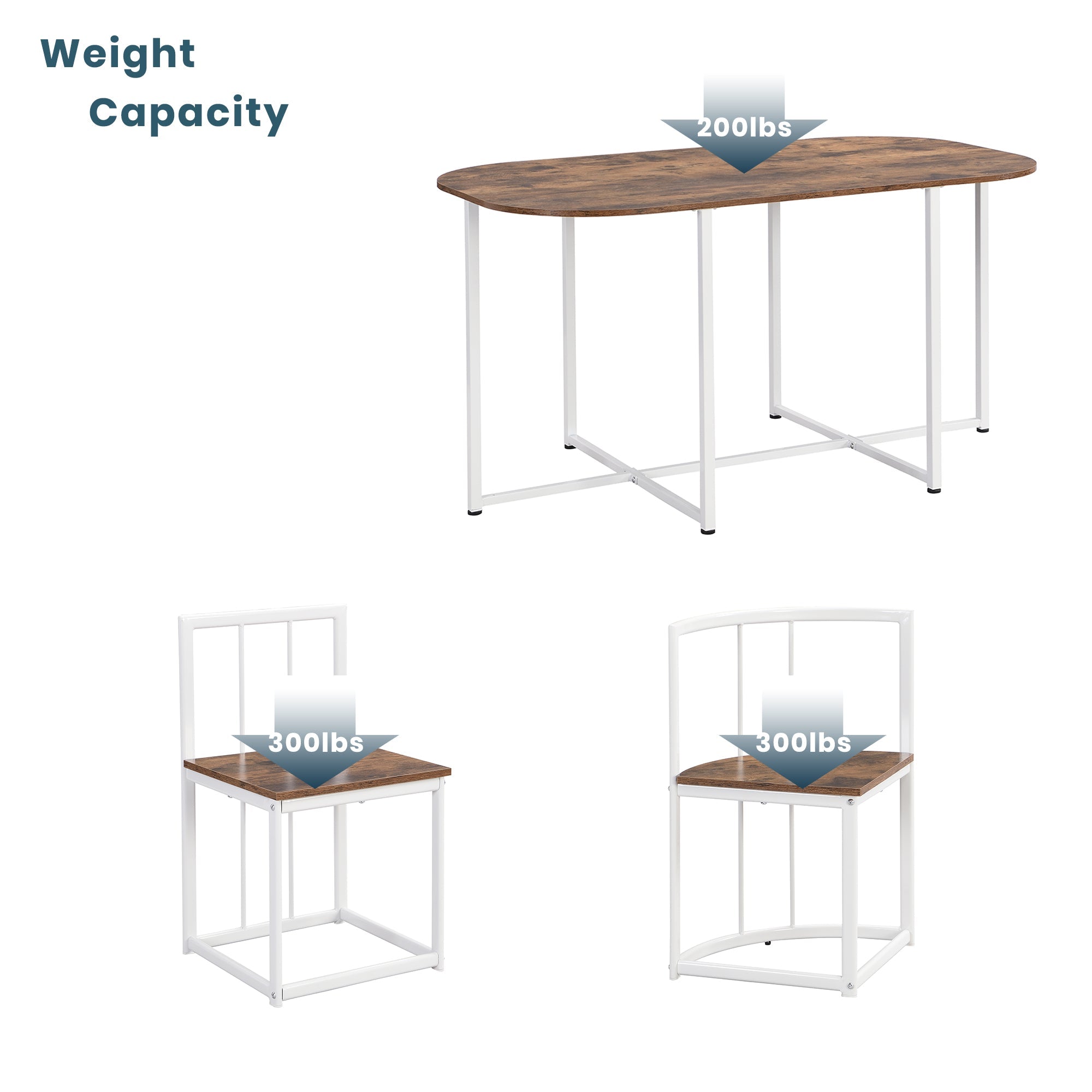 TOPMAX Modern 7-Piece Dining Table Set with Faux Marble Compact 55Inch Kitchen Table Set for 6 White+Cherry