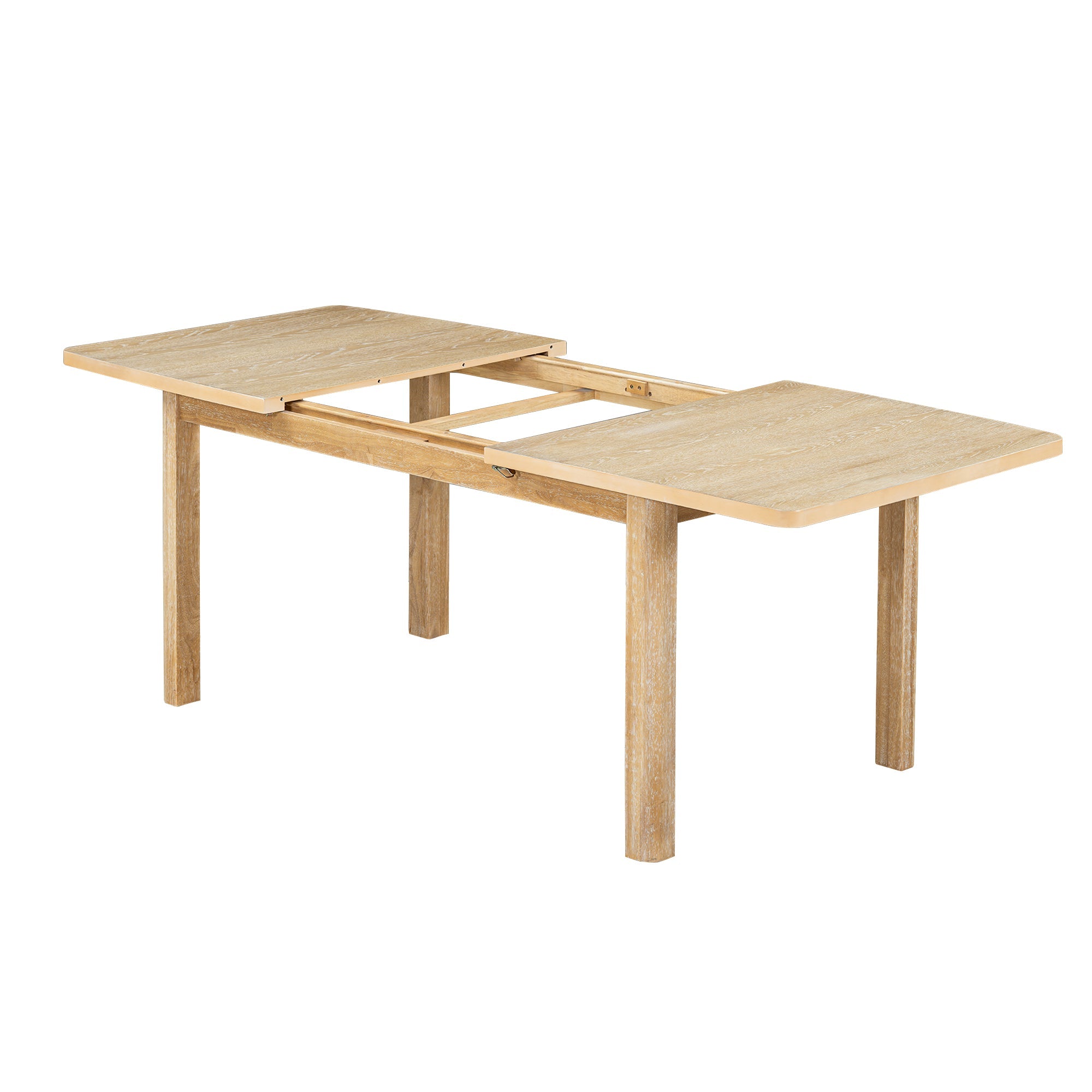 TOPMAX expandable 84 inch dining table set with 24 inch detachable leaves, 6 armless chairs and 2 armchairs 9 pieces natural