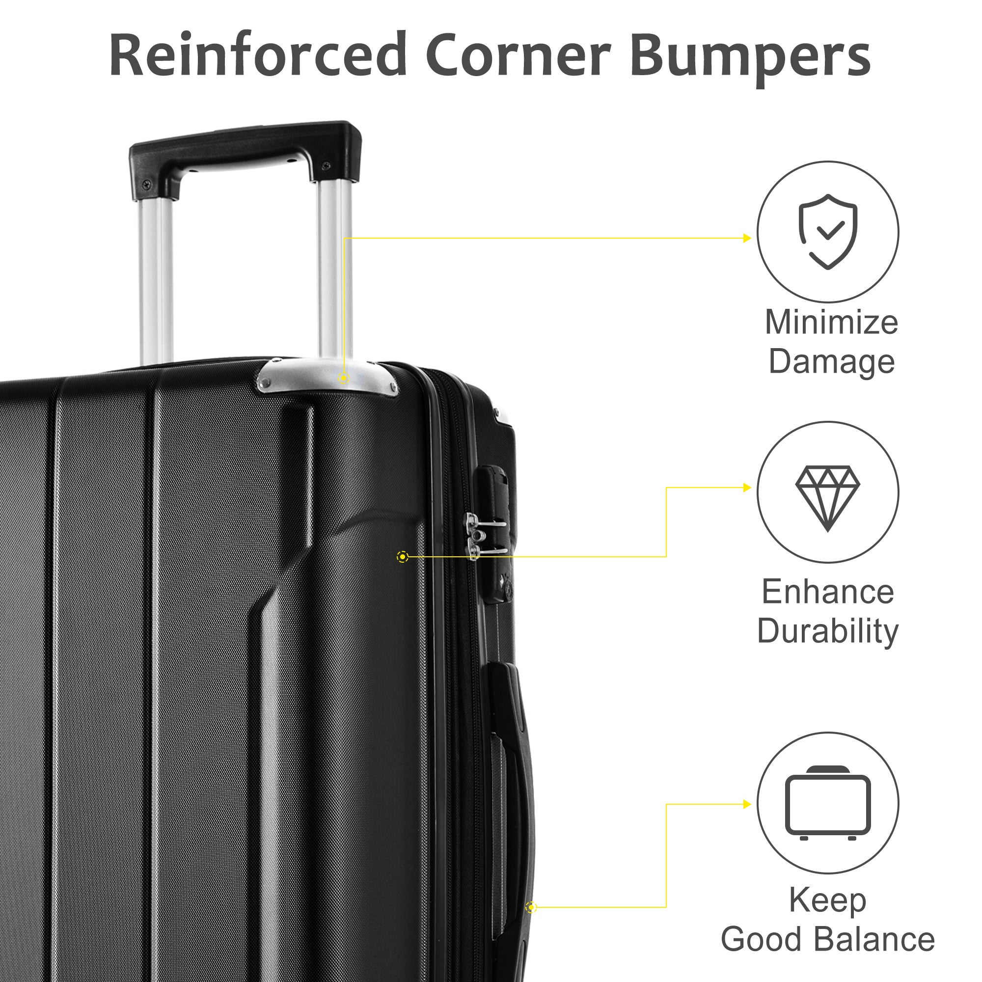 Hardshell Luggage Sets 3 Pcs Spinner Suitcase with TSA Lock Lightweight 20&