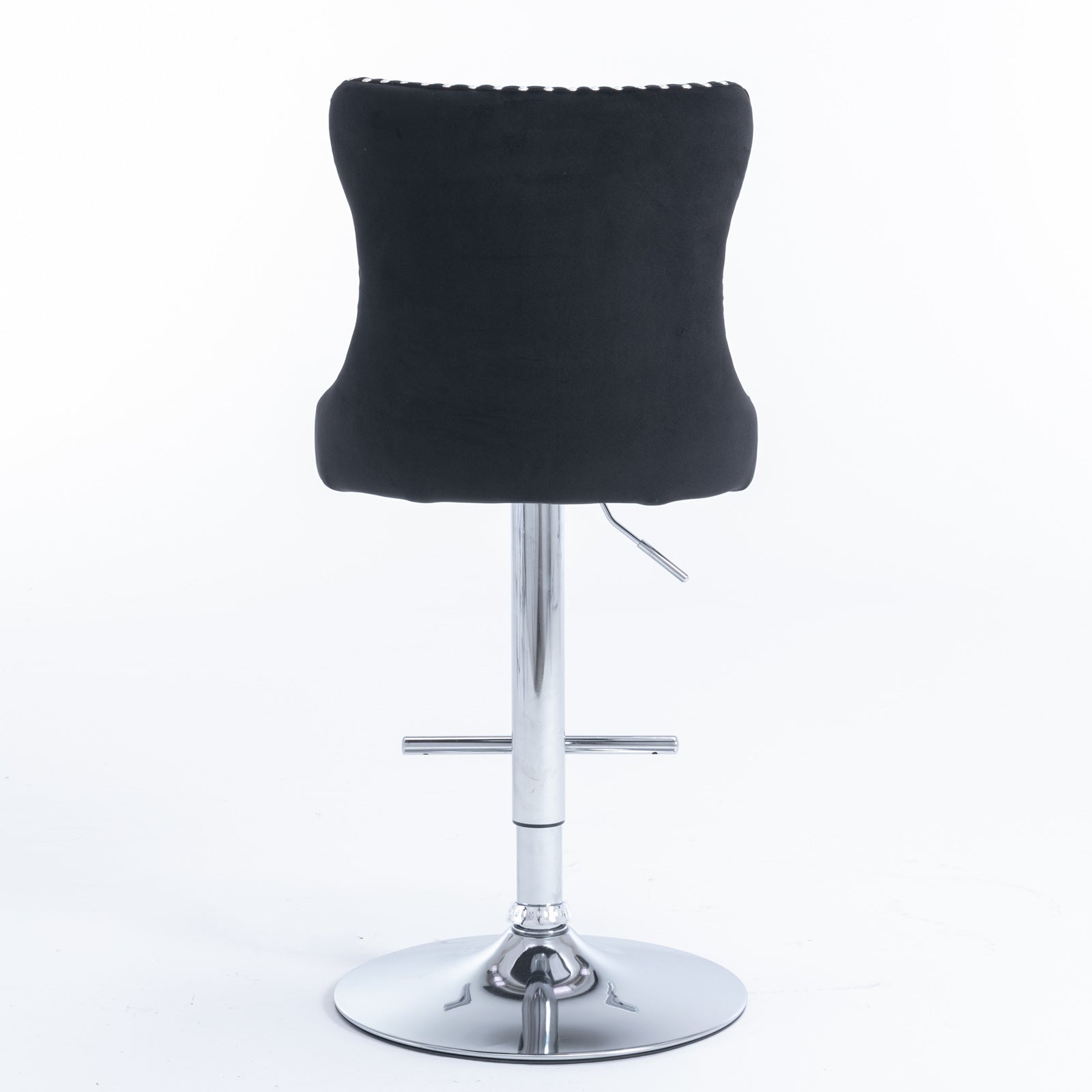 25-33 Inch, Modern Upholstered Chrome base Bar Stools with Back Comfortable Tufted for Home Pub and Kitchen Island(Black,Set of