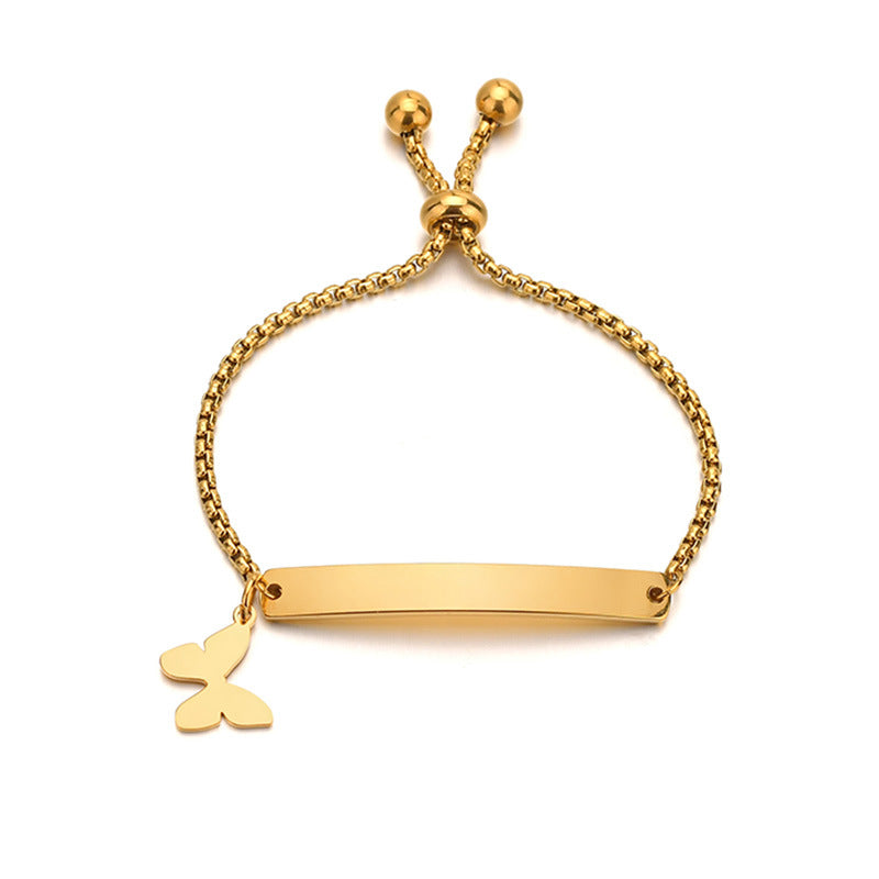 Stainless steel personalized engraved three color curved bracelet simple and personalized women&