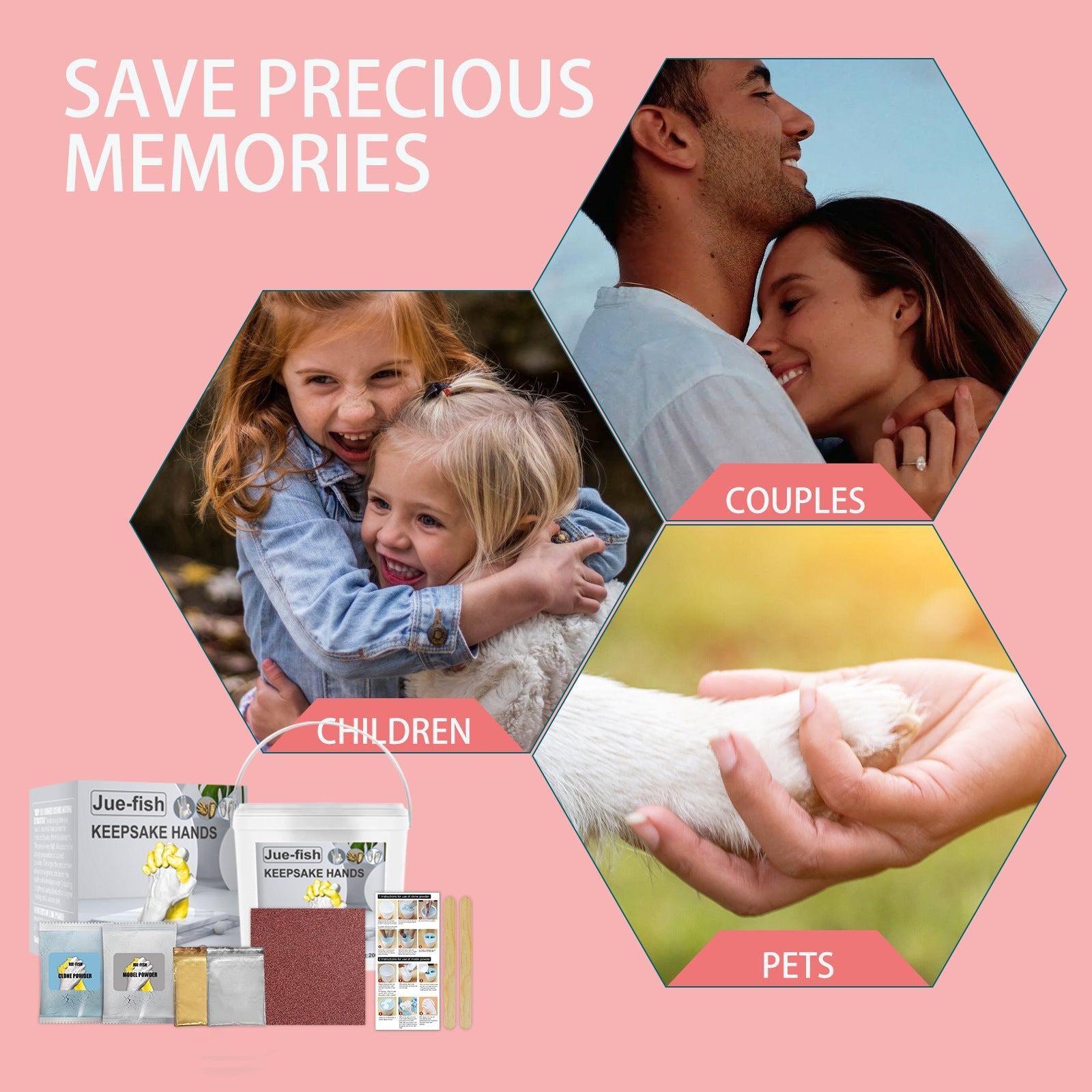 Jue-Fish 3D Hand Makrolon Powder Couple Anniversary Souvenir DIY Mother&