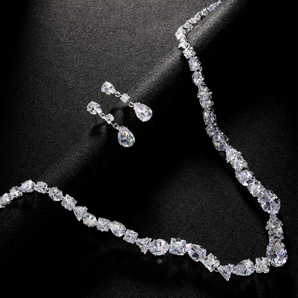 Simple necklace earring set bride&