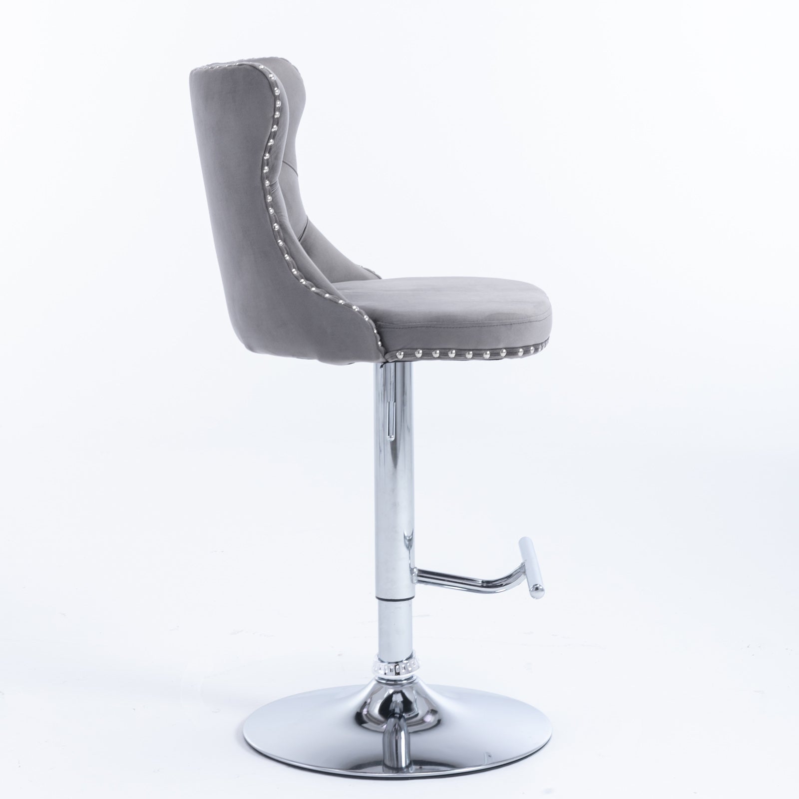 (Gray,Set of 2) 25-33 Inch, Modern Upholstered Chrome base Bar Stools with Backs Comfortable Tufted for Home Pub and Kitchen