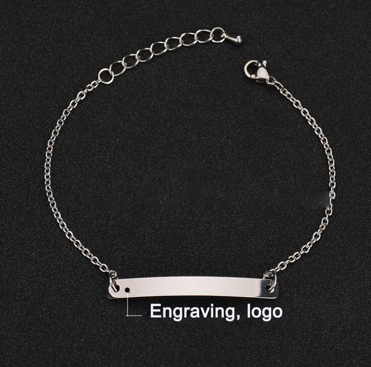 Stainless steel personalized engraved three color curved bracelet simple and personalized women&