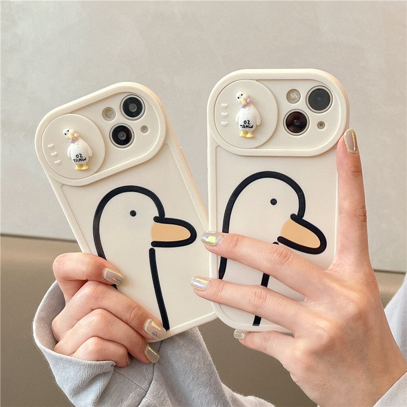 Net Red Duck for Apple 13 Mobile Phone Case Push Window iPhone14promax Women&