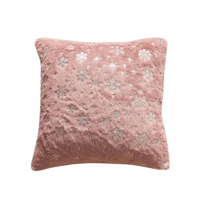Christmas Snowflake Plush Hot Silver Sofa Pillowcase (excluding core) Home Pillow Cover