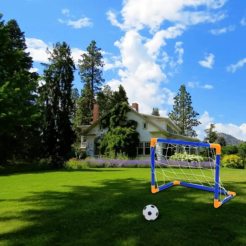 Mini foldable plastic soccer set, detachable posts, high-strength, indoor/outdoor, kids&