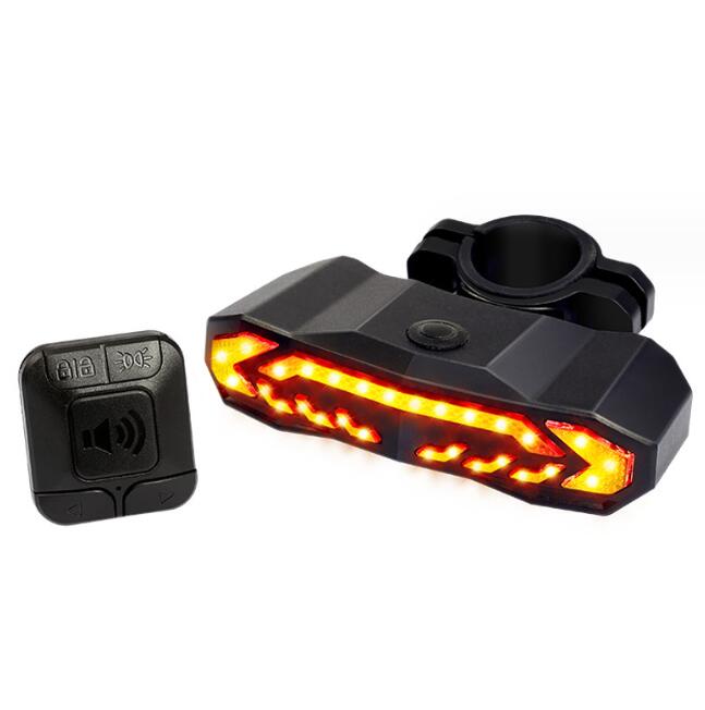 Bike Alarm Tail Light with Turn Signals Multifunctional Waterproof USB Rechargeable Electric Bell Bicycle Lamp Bike Rear Light