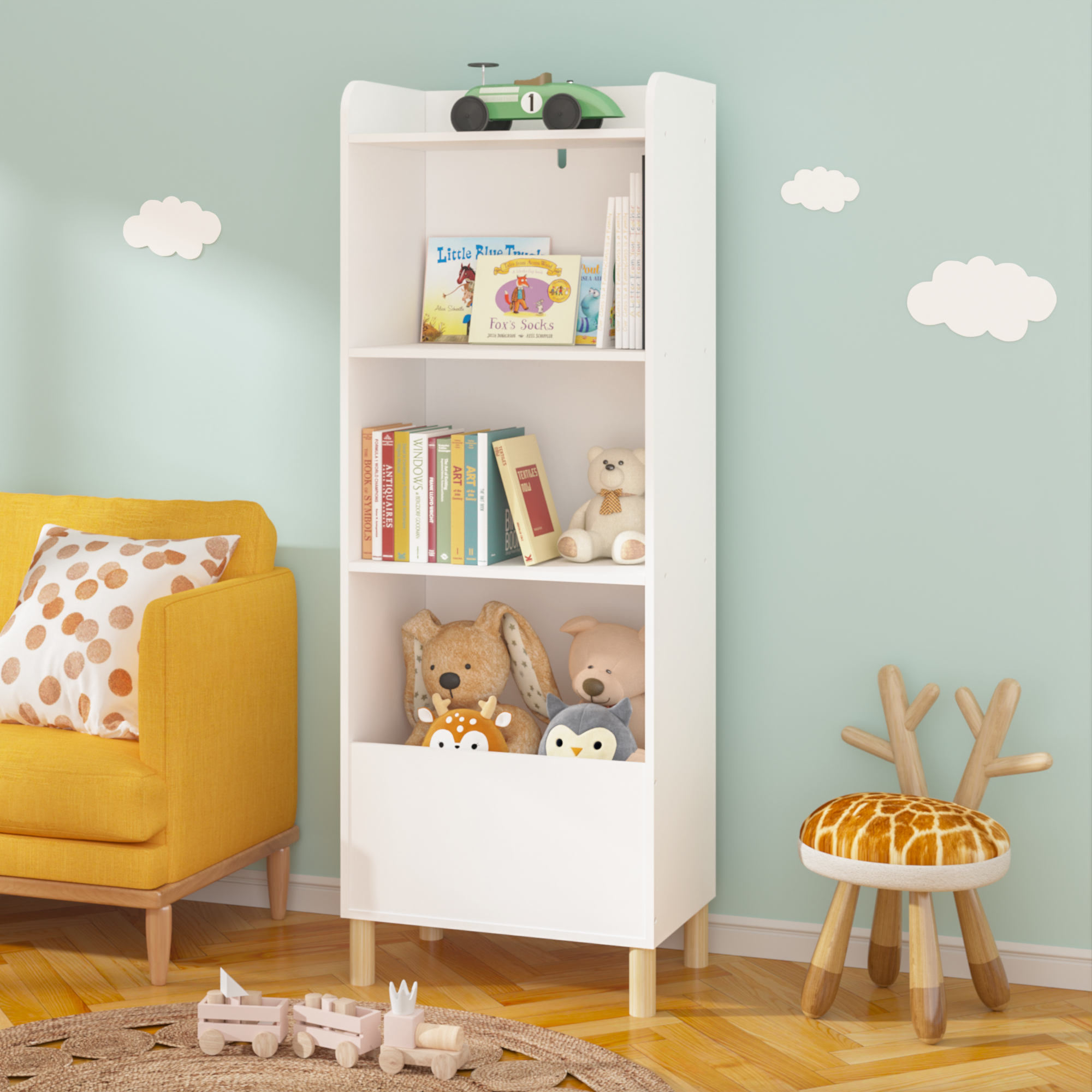Kids 4-Tier Bookcase Children&
