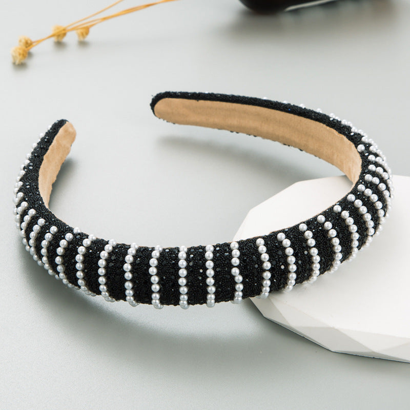 New Full Diamond Headband Pearl Rhinestone Fashion Headband Versatile Hair Accessories For Going Out