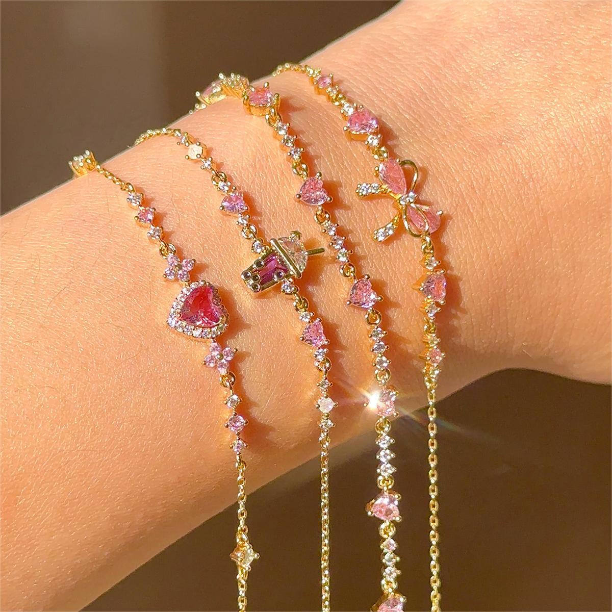 Ins Style Cute Sweet Bracelet Love Zircon Butterfly Festival Bracelet Women&