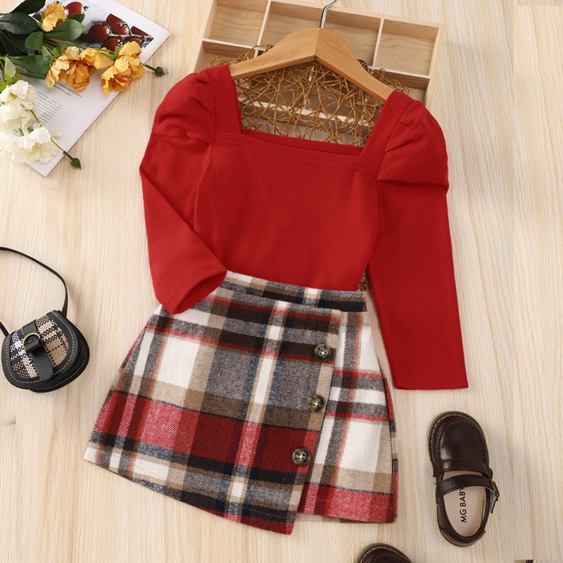 Red Long Sleeved Mid Autumn Children&