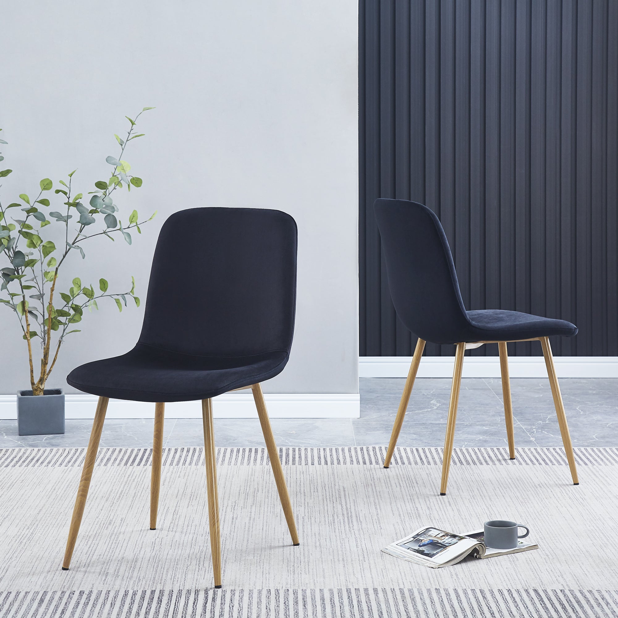 Dining Chair 4PCS(BLACK)Modern style New technology Suitable for restaurants cafes taverns offices