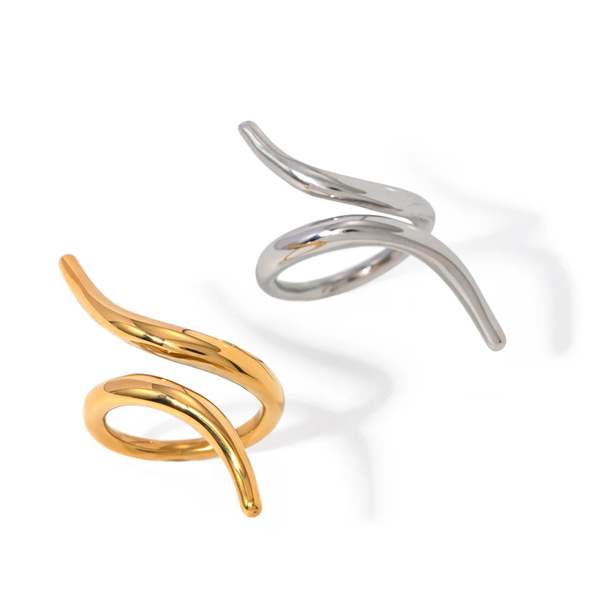 Jewelryposter Stainless Steel Geometric Open Ring Fashion Gold Metal Finger Women&