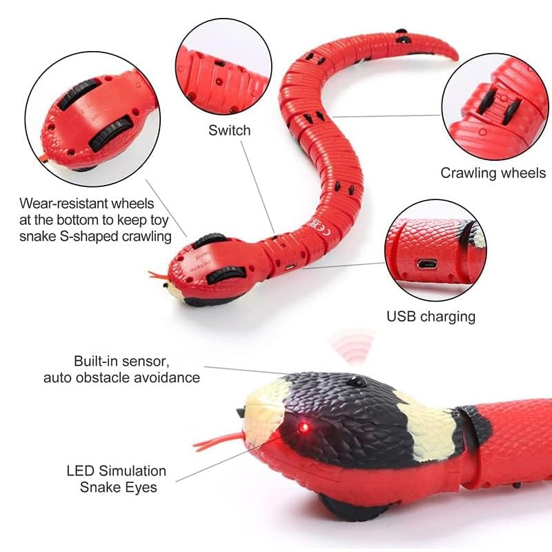 USB Rechargeable Interactive Cat Toy with Smart Sensing, an Automatic Electronic Snake for Kittens&