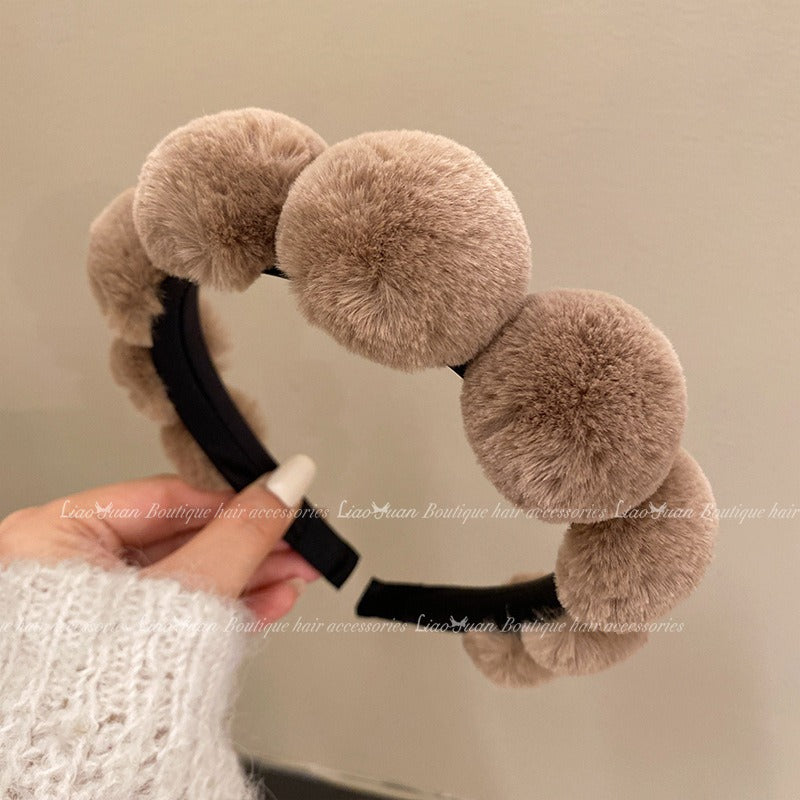 Retro plush hair hoop women&