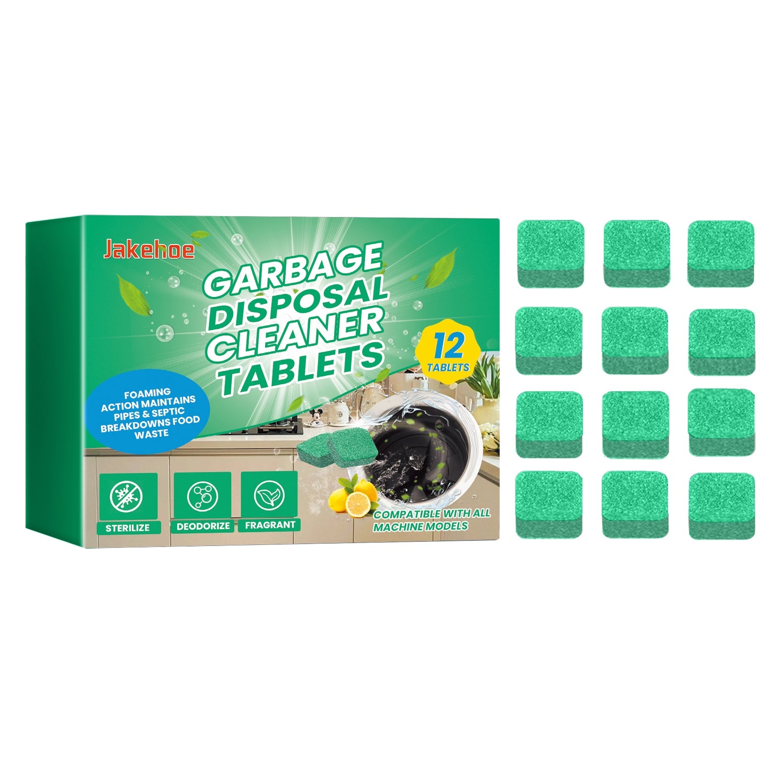 Garbage Disposal Cleaning Block, Kitchen Food Waste Disposal Agent Pipeline Cleaning Block