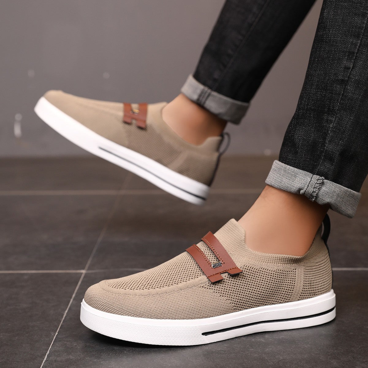 Soft elastic mesh shoes sports shoes lightweight business men&