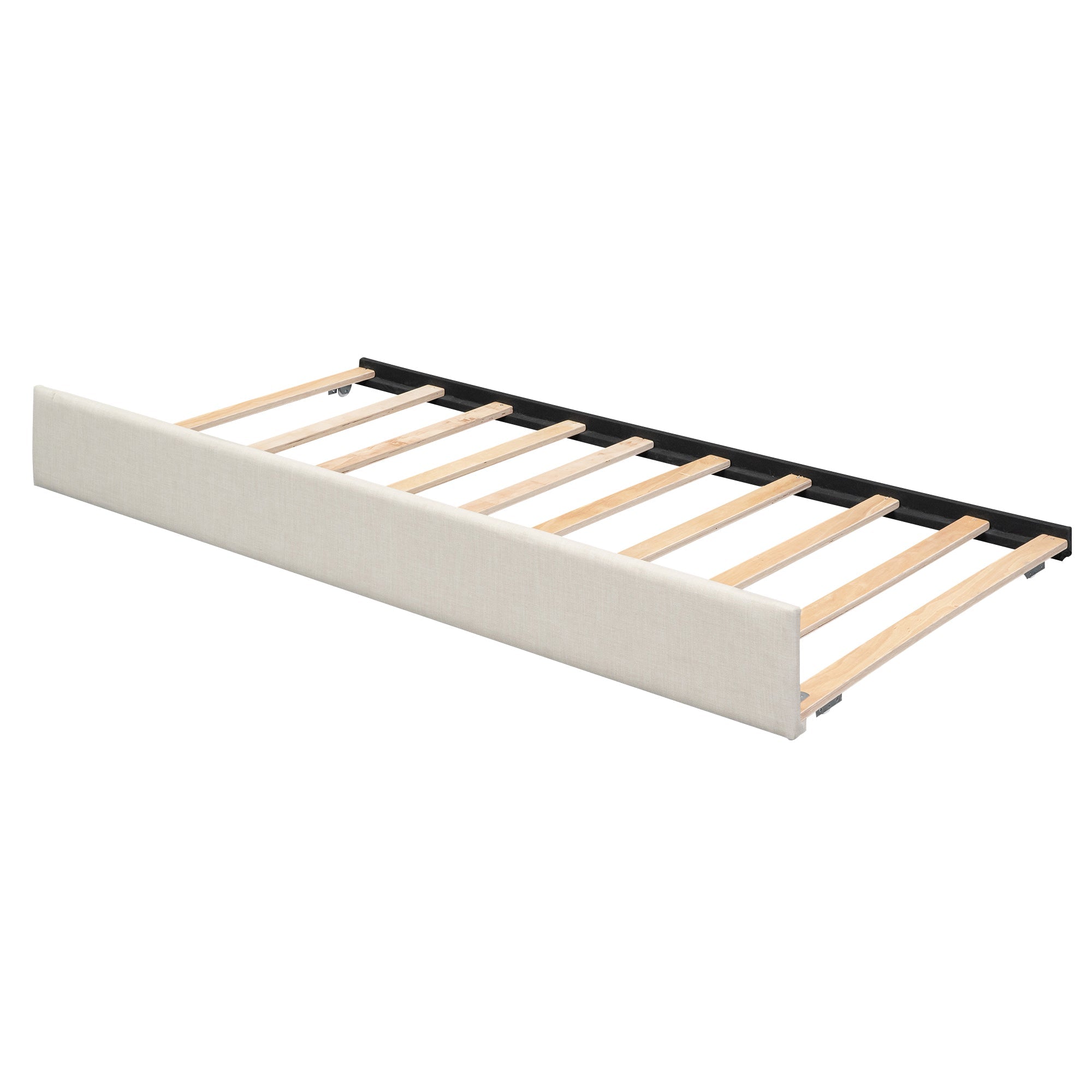 Twin Size Upholstery Daybed with Storage Arms Trundle and USB Design Beige
