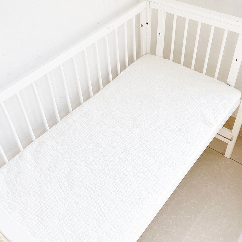 Baby fitted sheet pure cotton plus cotton sheets ins Japanese and Korean style quilted embroidered newborn sheets autumn and winter children&