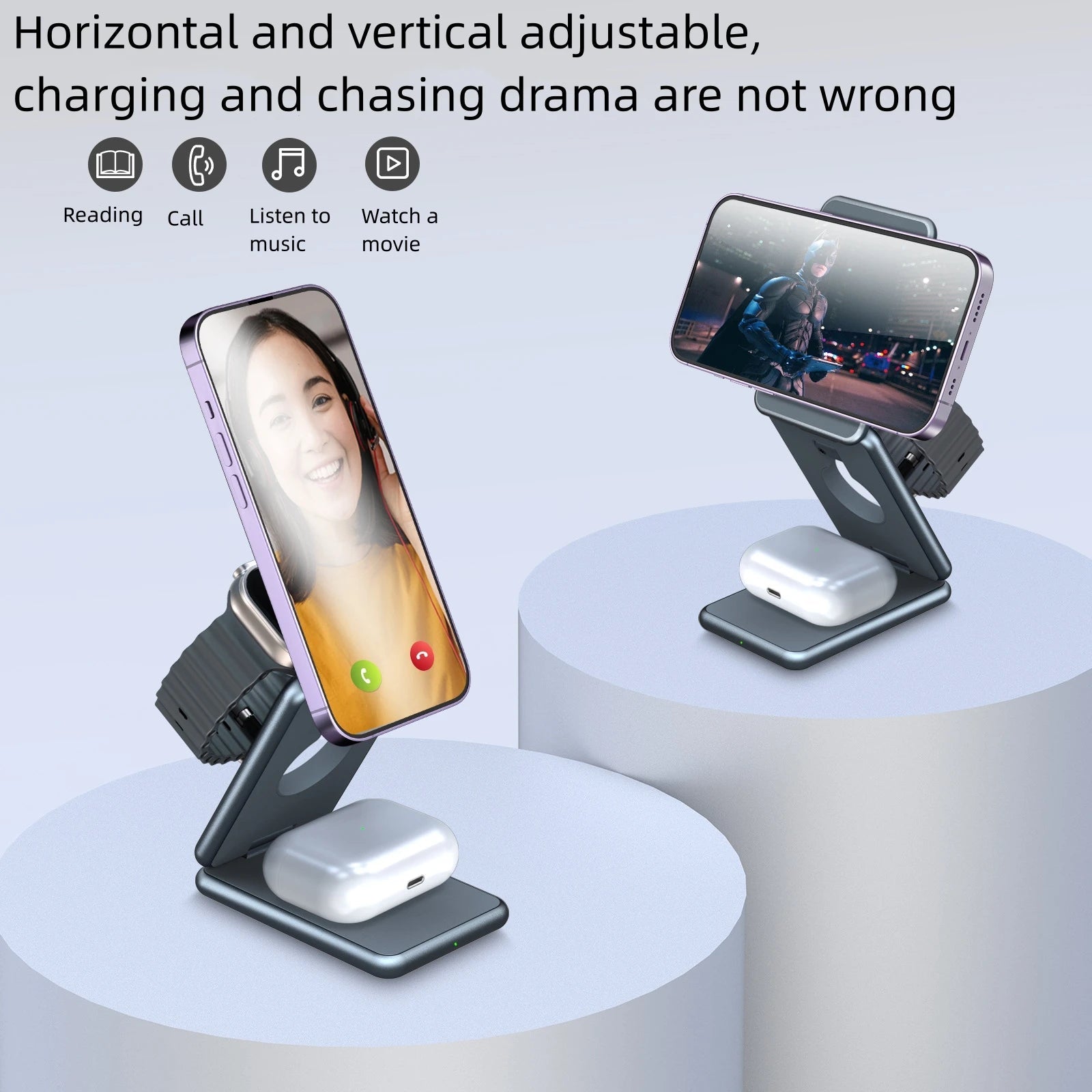 Alloy folding Magsafe15W magnetic wireless fast charging mobile phone earphone watch three-in-one folding wireless charger