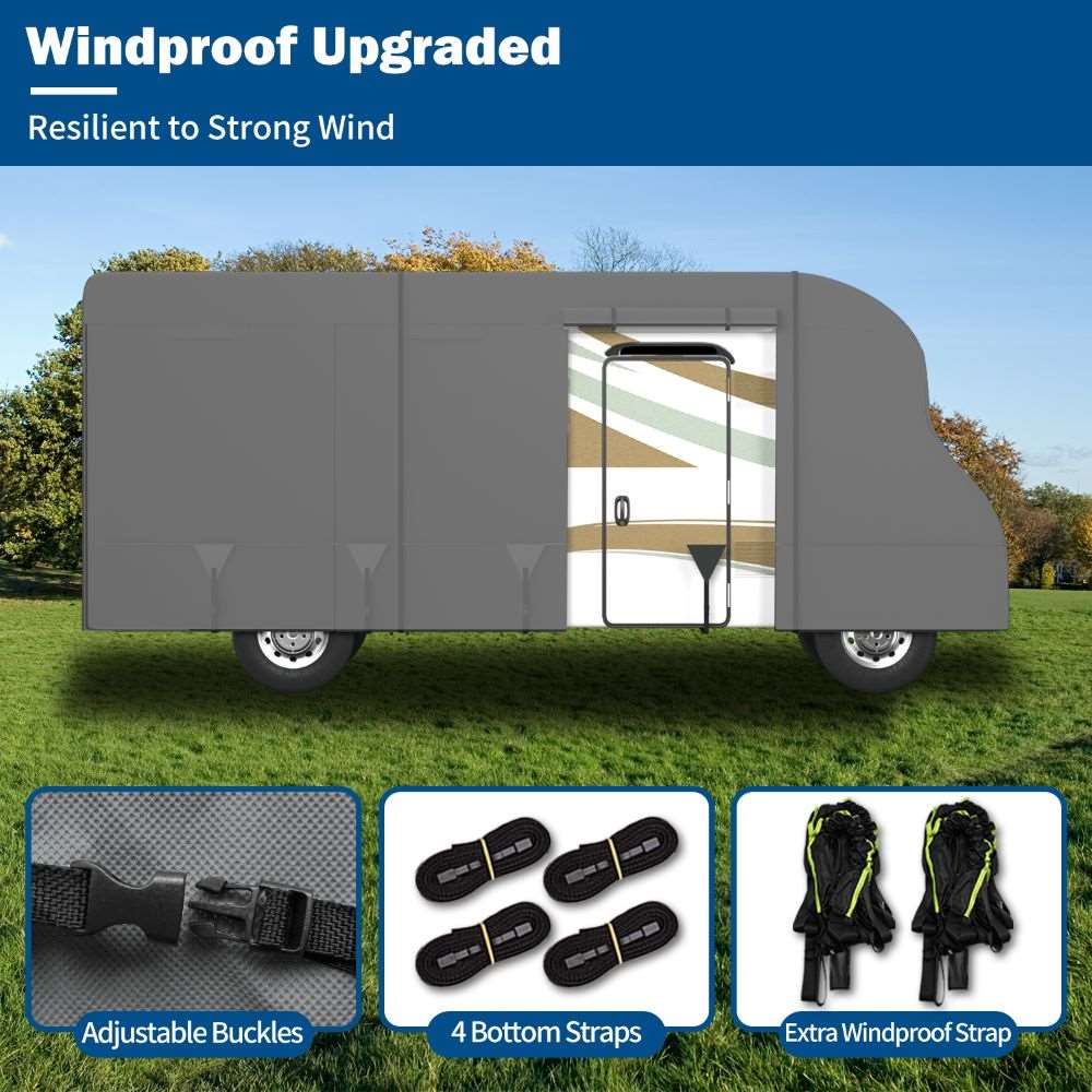 Umbrauto RV Cover Class C Upgraded 7 Layers Anti-UV Top Panel Motorhome Cover,Gray