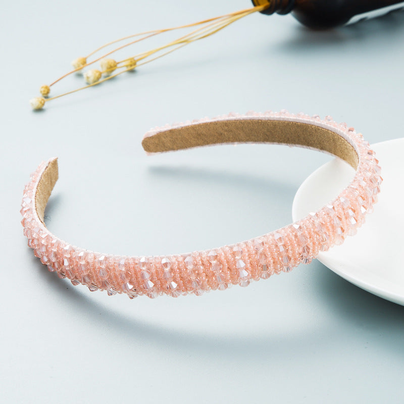 Hair Hoop Hand-Woven Beaded Headband Female Baroque Sponge Hair Bundle Korean Face Wash Hair Accessories