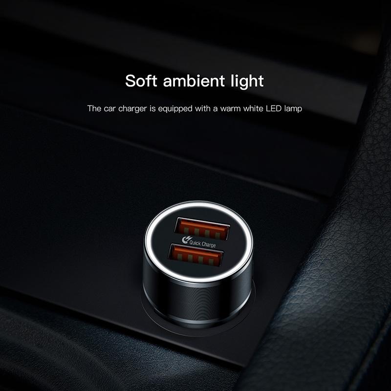 Baseus Dual USB Charge QC 3.0 Car Charger Fast Charging Universal 36W Car USB Charger