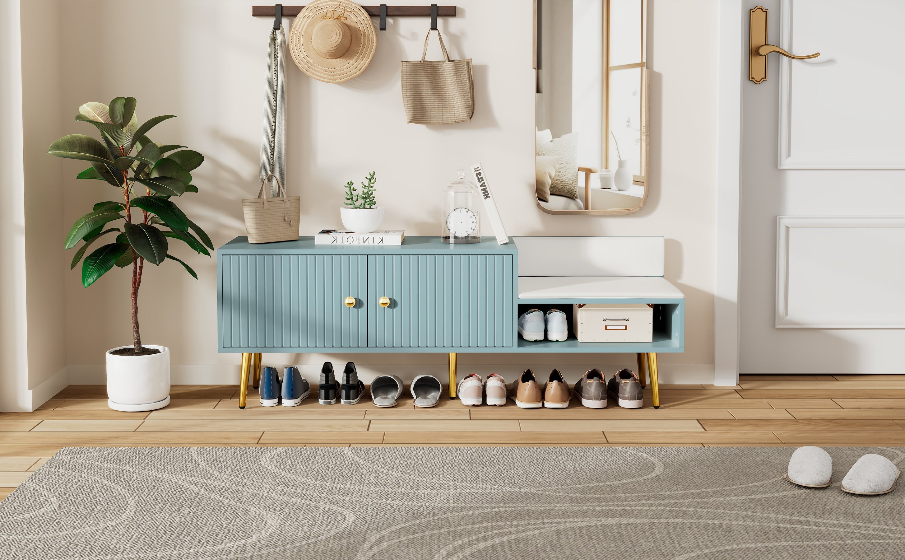 Shoe Storage Bench Tiffany Blue