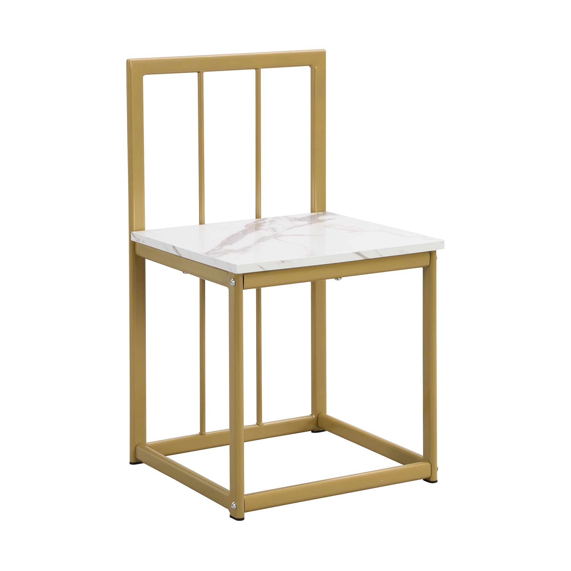TOPMAX Modern 7-Piece Dining Table Set with Faux Marble Compact 55Inch Kitchen Table Set for 6 Golden+White