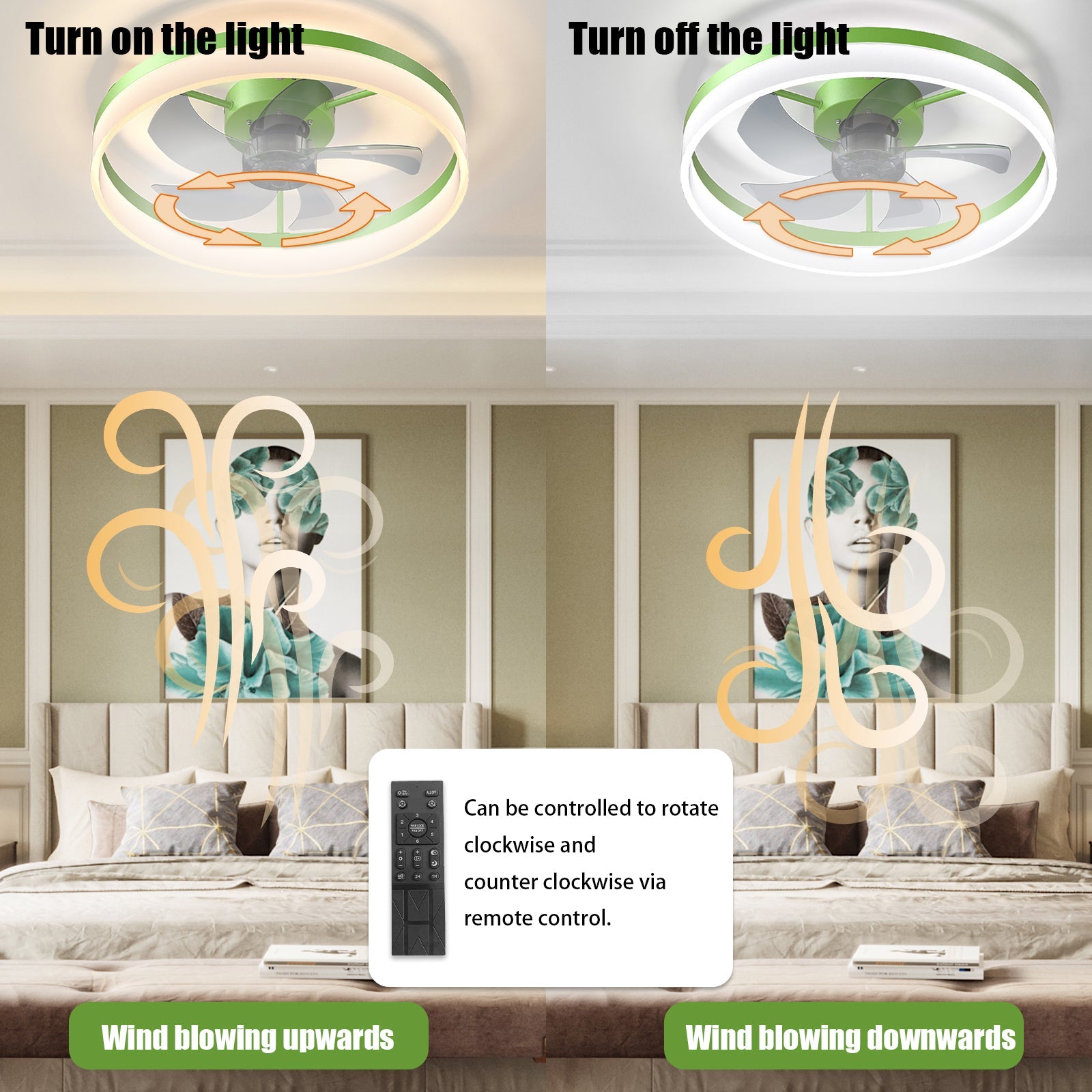 Green Dimmable LED Ceiling Fan