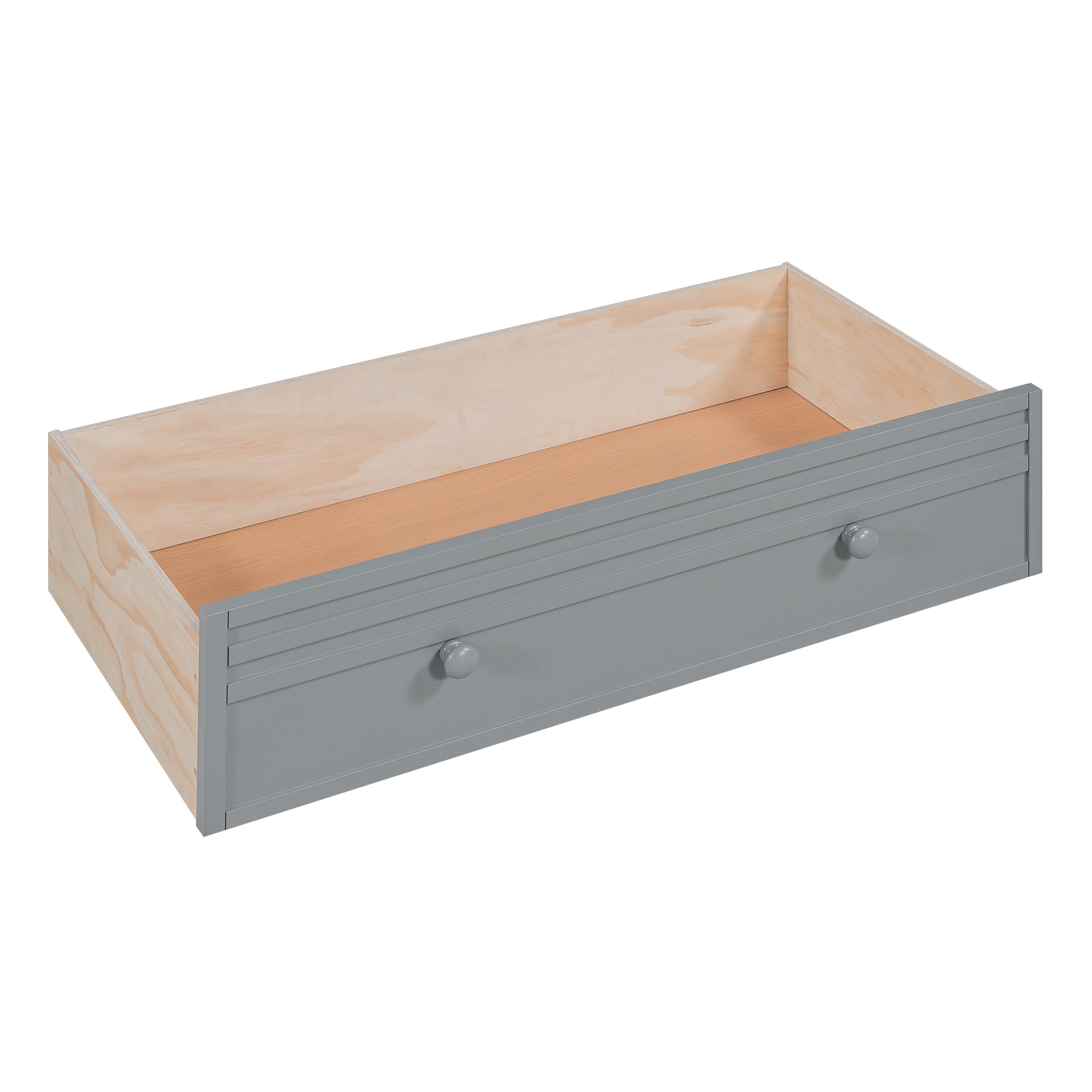 Twin over Twin Bunk Bed with Storage Staircase, Slide and Drawers, Desk with Drawers and Shelves Gray
