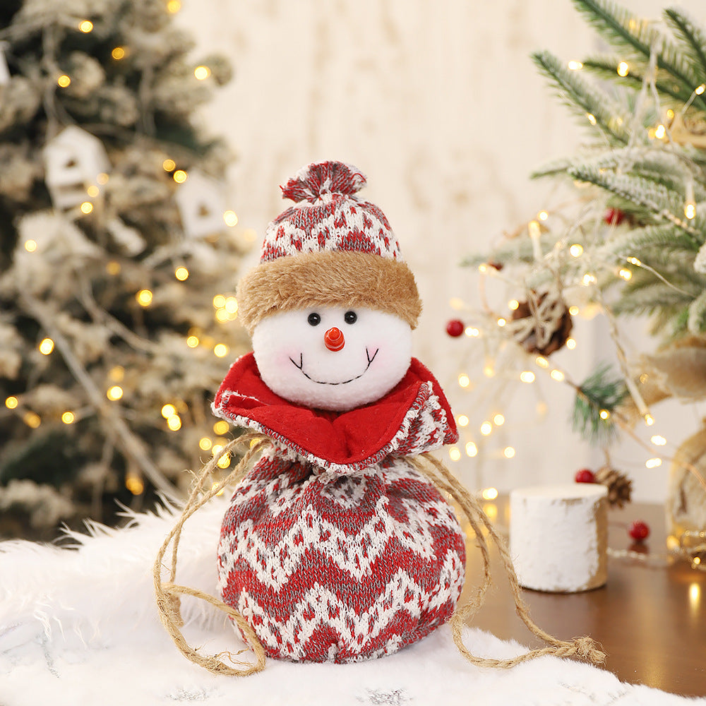 New 3D Knitted Fabric Doll Apple Bag Christmas Decorations Children&