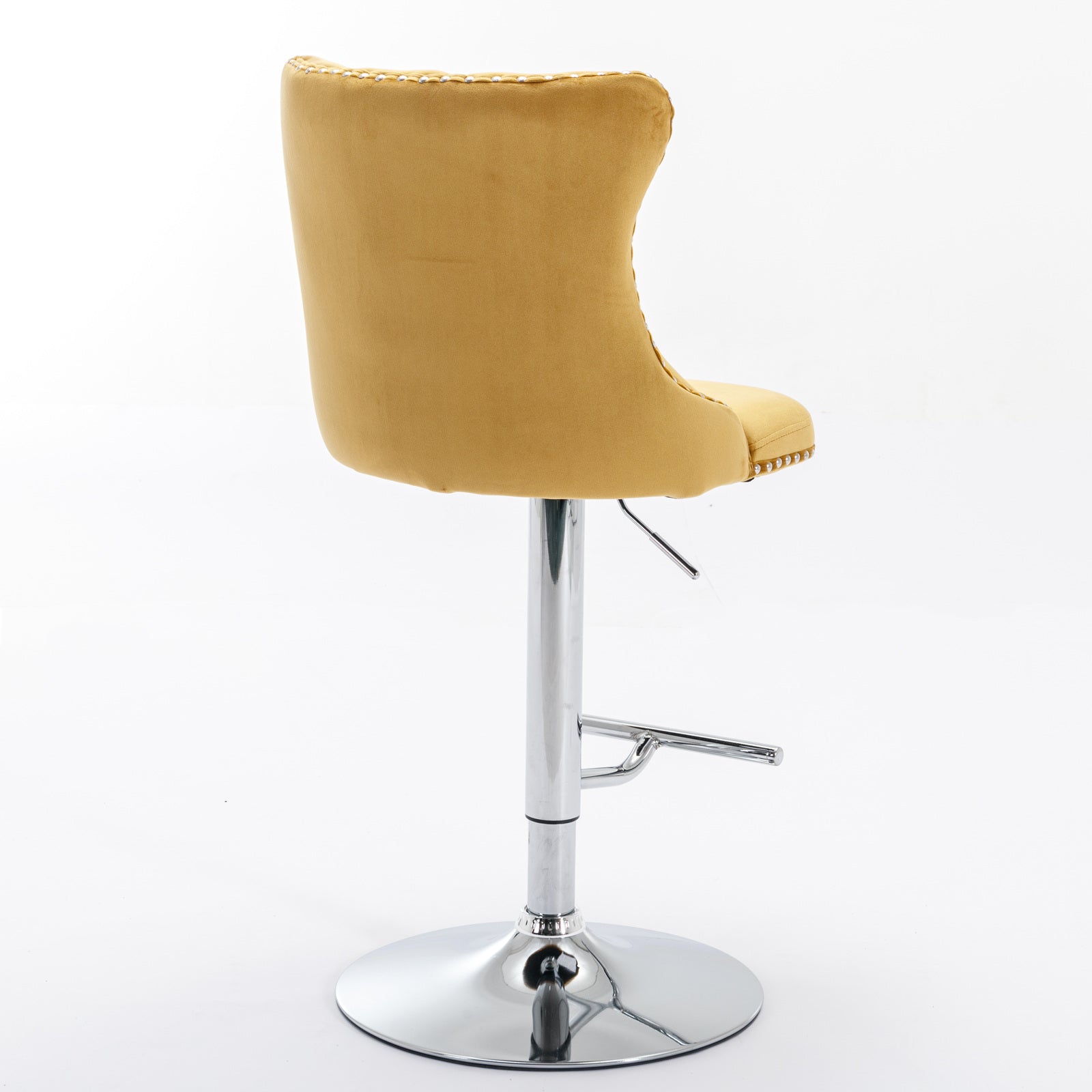25-33 Inch, Modern Upholstered Chrome base Bar Stools with Backs Comfortable Tufted for Home Pub and Kitchen Island(Gold,Set of