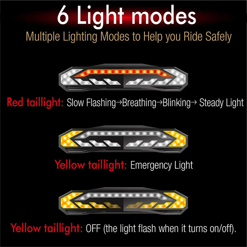 Bike Alarm Tail Light with Turn Signals Multifunctional Waterproof USB Rechargeable Electric Bell Bicycle Lamp Bike Rear Light