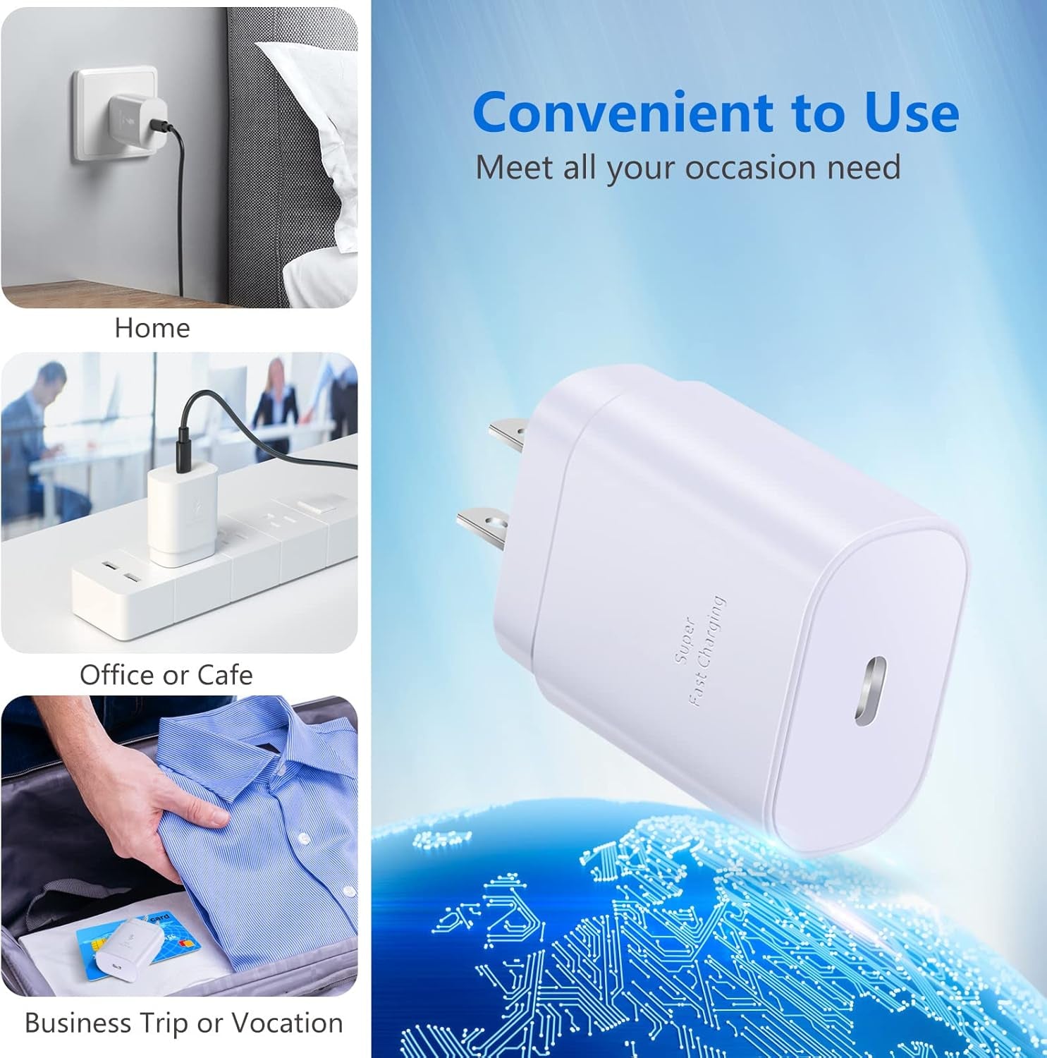 USB C Charger Block, 25W Super Fast Charger Type C Charging Block Compatible Iphone 15/14/13 Pro/12 Mini/11 Pro Max/Xs/Xr/Se/Ipad Pro, Samsung S23/S22 Ultra/S21 Plus/S20 FE-3 Pack White