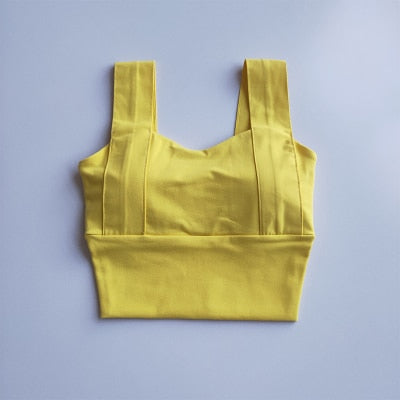 Yoga Bra Women Shockproof Sports Bra Running Workout Gym Top Gathering Widened Shoulder Belt Bra Short Vest Tops