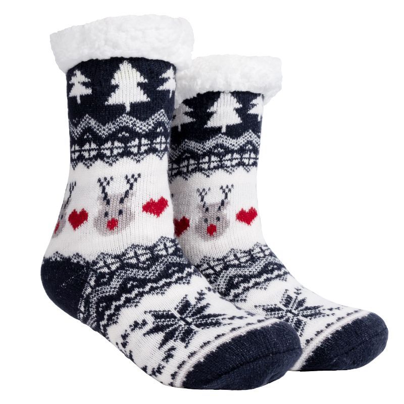 Christmas Floor Socks Indoor Home Sleep Winter Plush Thick Long Socks Women&