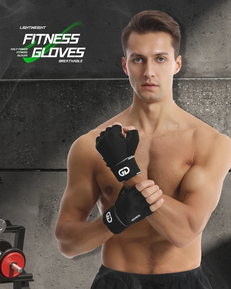 Fitness gloves with microfiber anti slip and wear-resistant design half finger gloves with straps 
