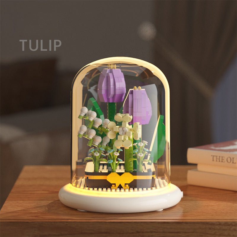 Building block flower simulation sunflower jasmine compatible with a certain high building block model toy
