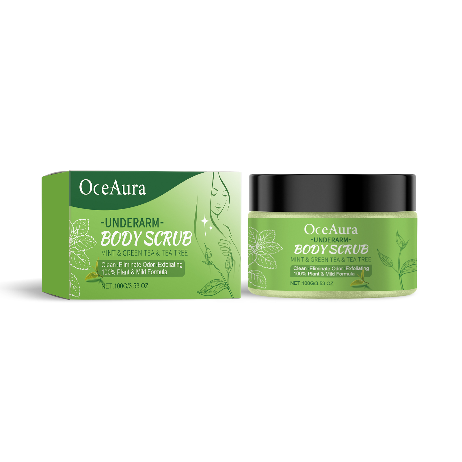 Green Tea Underarm Detox Scrub Exfoliating Student Men And Women Underarm Whitening Joint Rejuvenation Hydrating Moisturizing Scrub