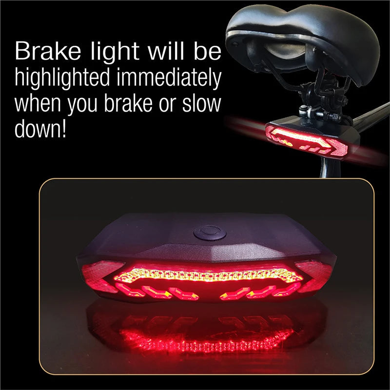 Bike Alarm Tail Light with Turn Signals Multifunctional Waterproof USB Rechargeable Electric Bell Bicycle Lamp Bike Rear Light