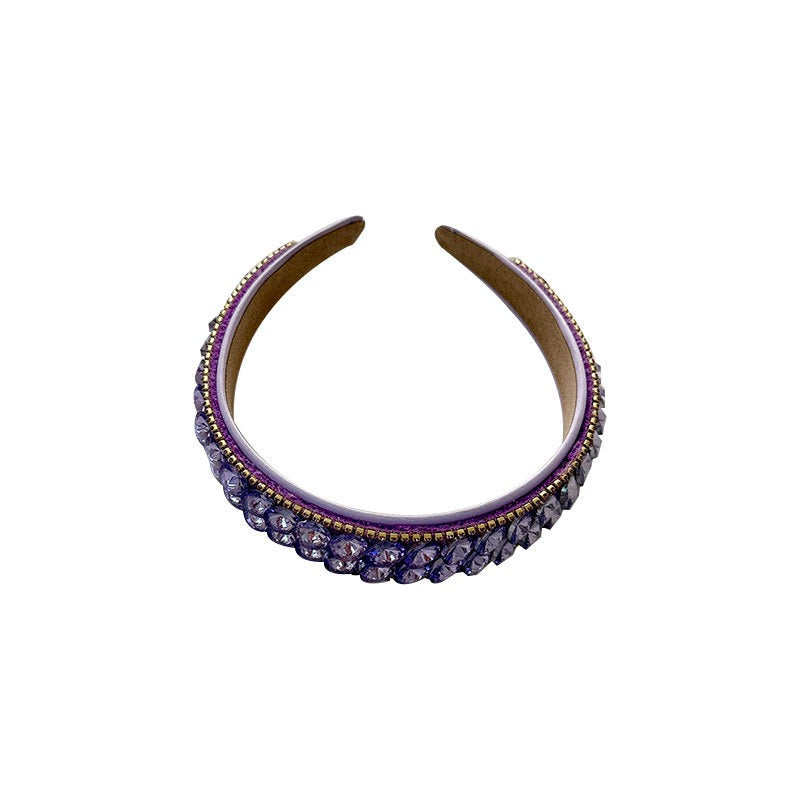 Double row geometric circular purple rhinestone women&