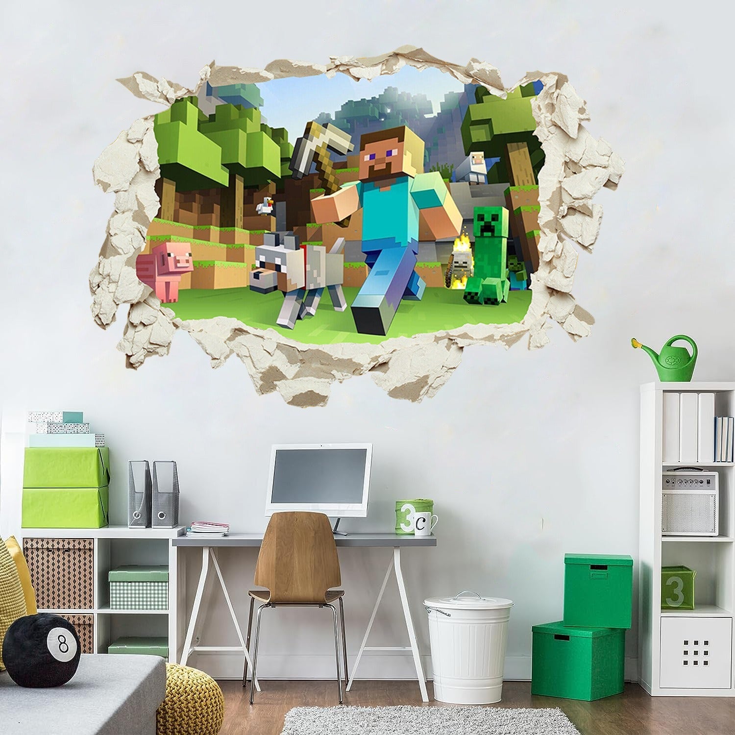 Minecraft run away My World Wall Stickers Living Room Children&