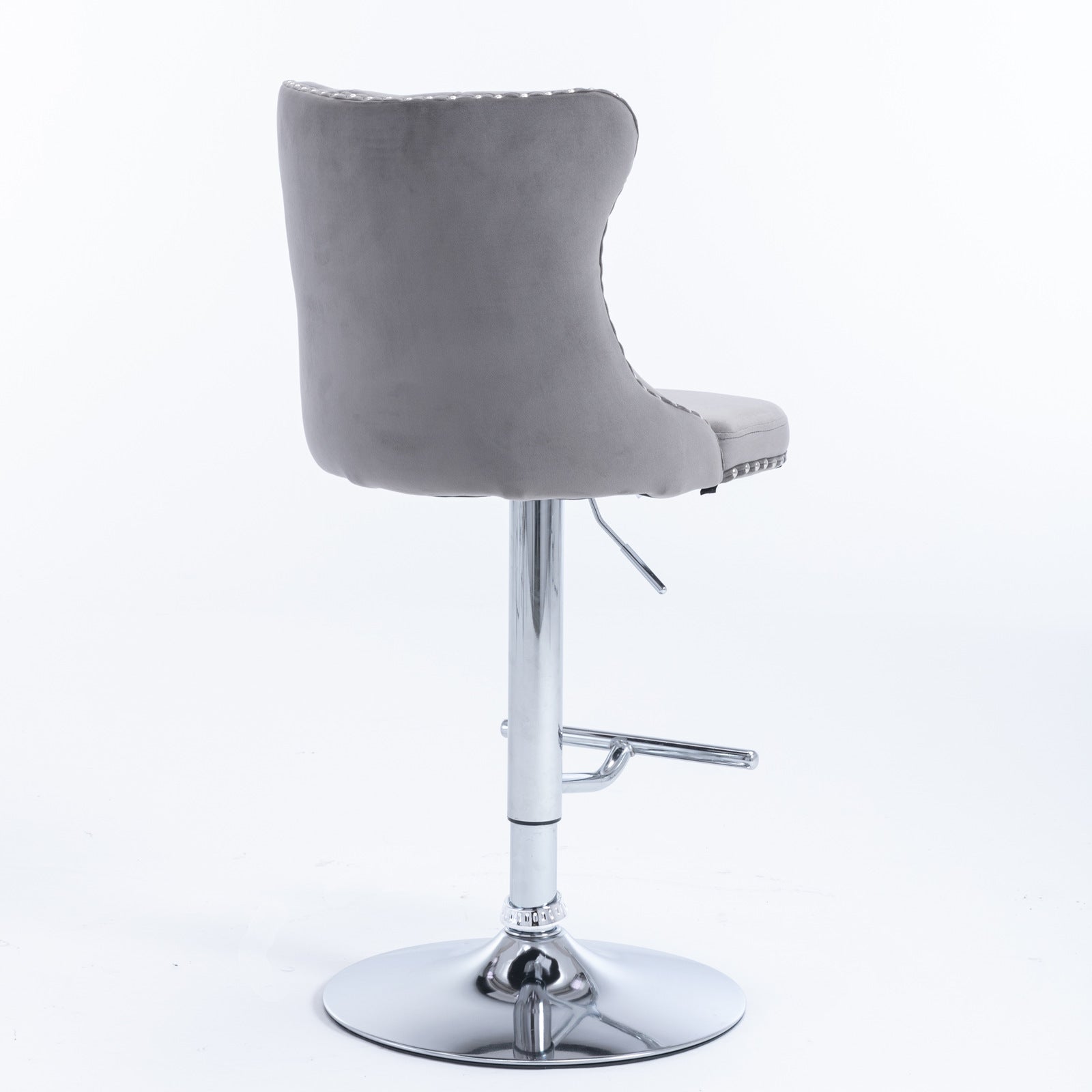 (Gray,Set of 2) 25-33 Inch, Modern Upholstered Chrome base Bar Stools with Backs Comfortable Tufted for Home Pub and Kitchen