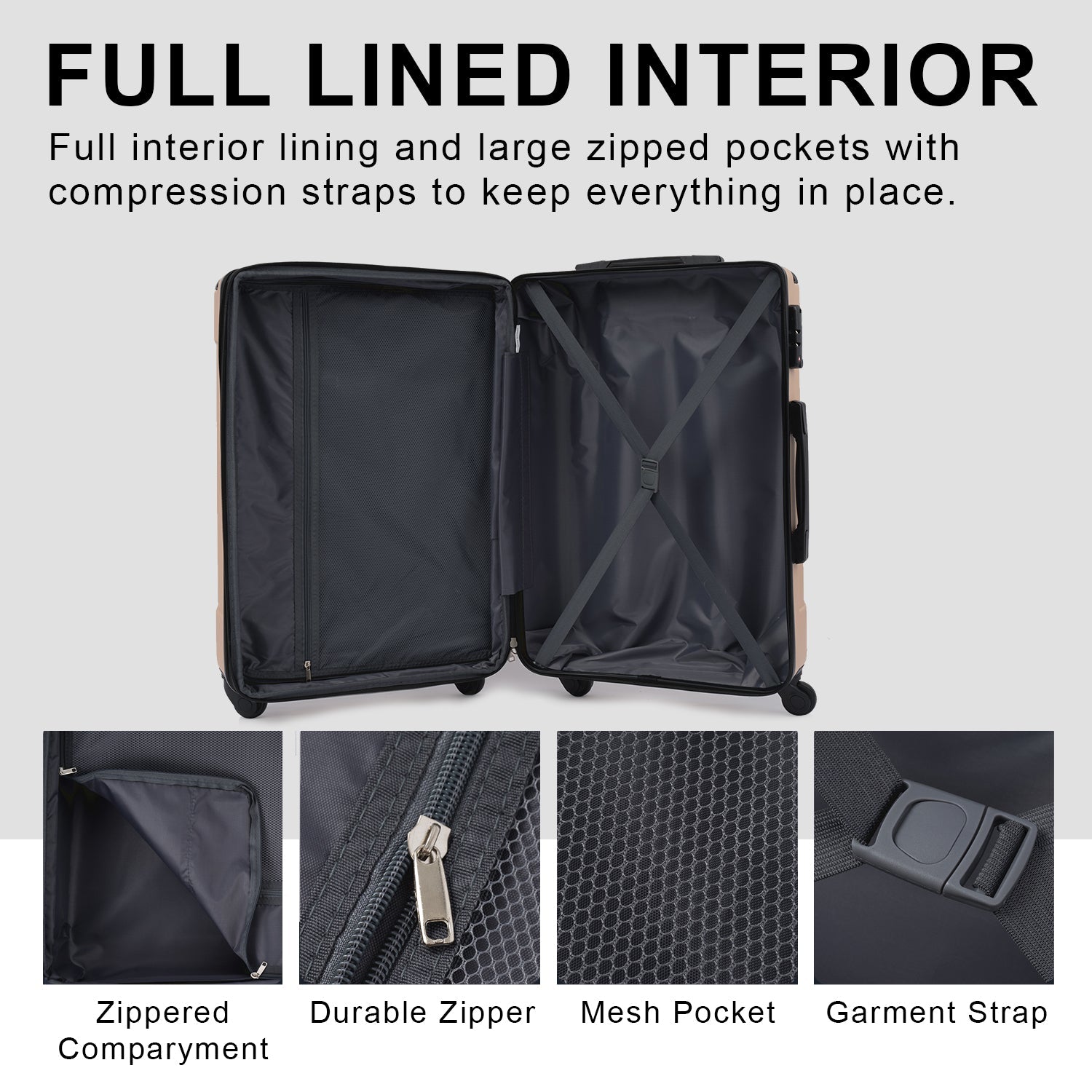Hardshell Luggage Sets 3 Pcs Spinner Suitcase with TSA Lock Lightweight 20&