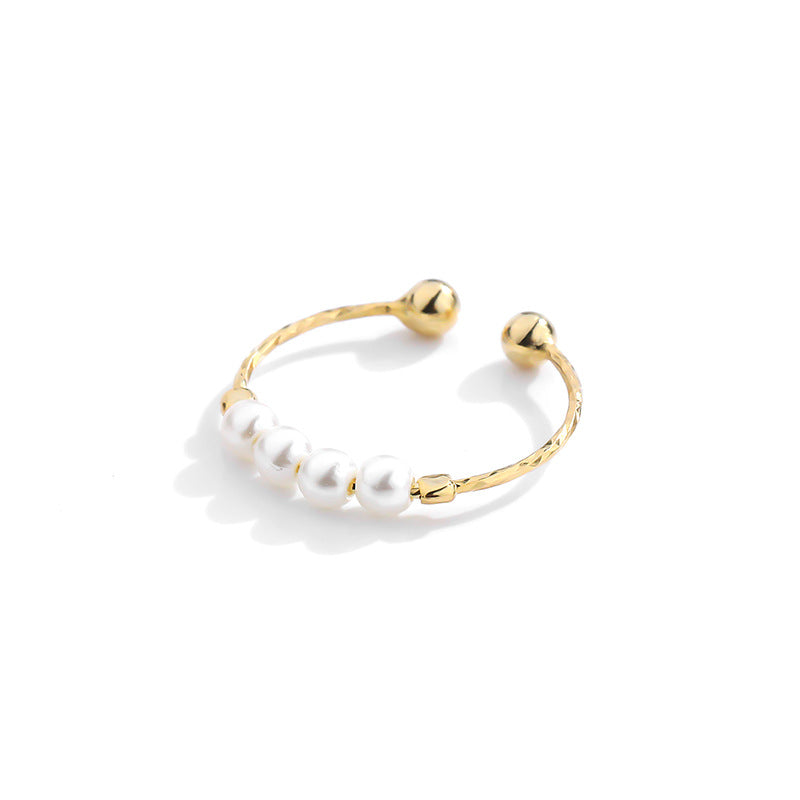 Retro imitation pearl ring women&