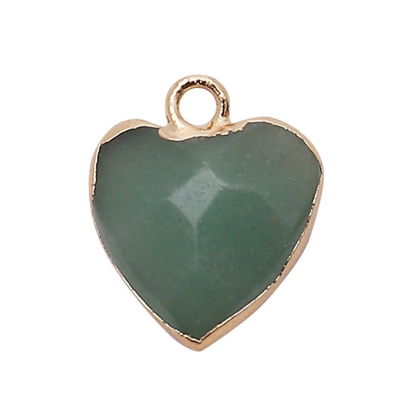 Women Jewelry 12.5mm Small Lovely Heart Pendant Labradorit Aventurine Opal Rose Crystal Quartz Stone Pendant DIY for Necklace