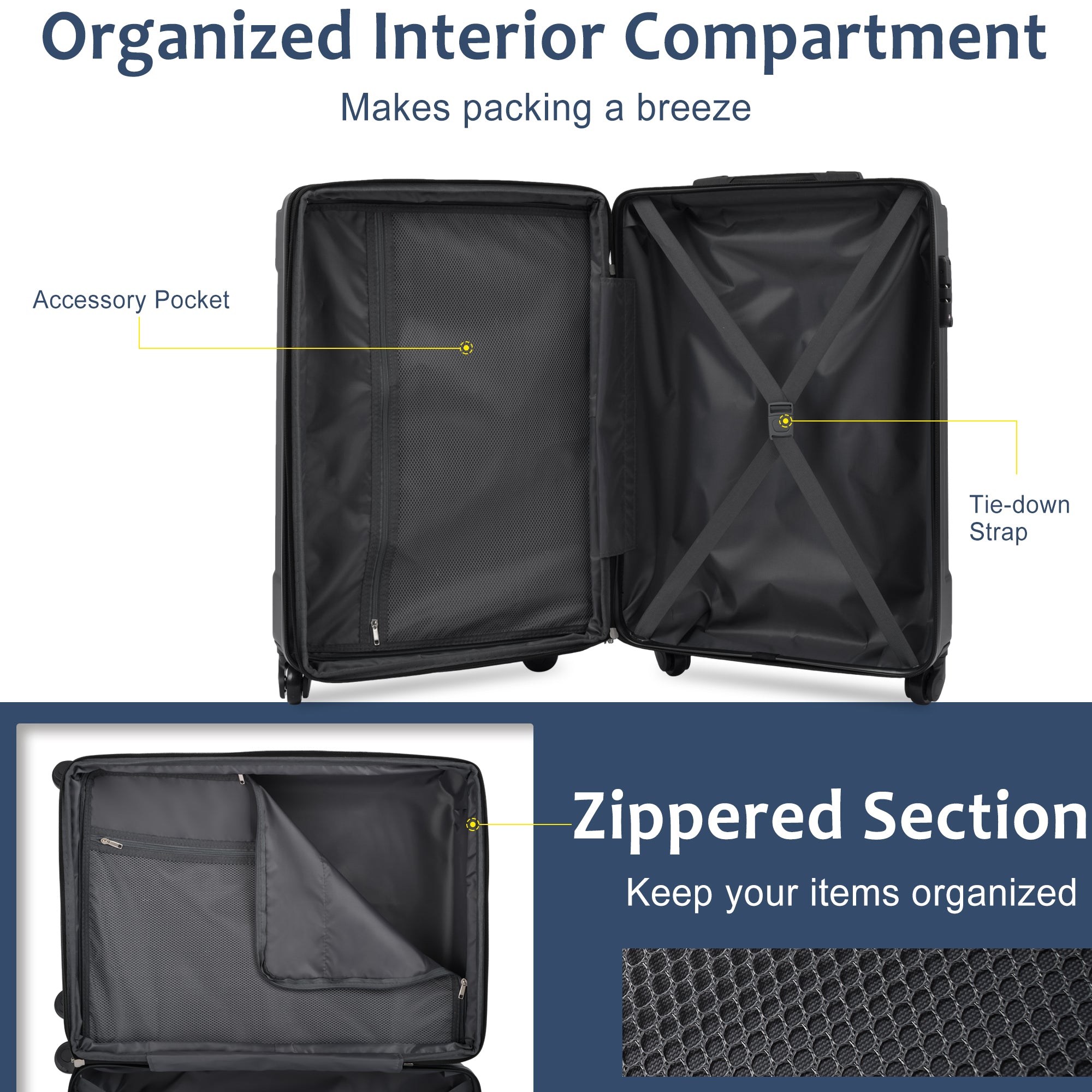 Hardshell Luggage Spinner Suitcase with TSA Lock Lightweight 20&